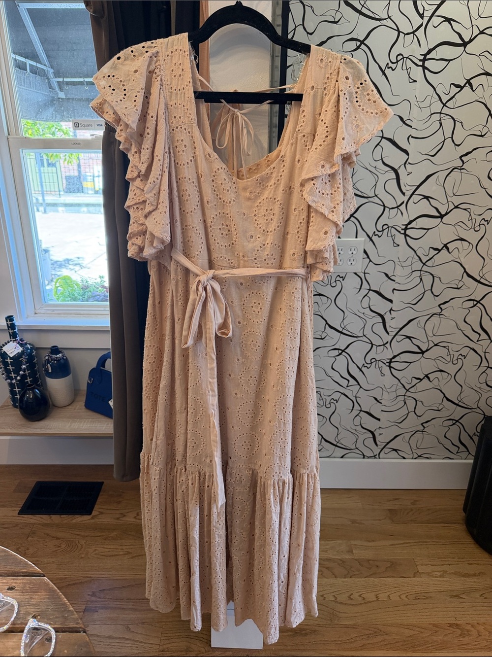 HYFVE Blush Eyelet Ruffle Maxi Dress